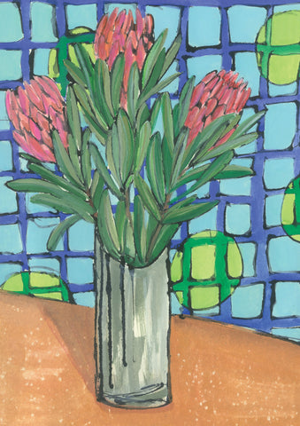 Pink Proteas Artwork by Julia Raath - surfaced